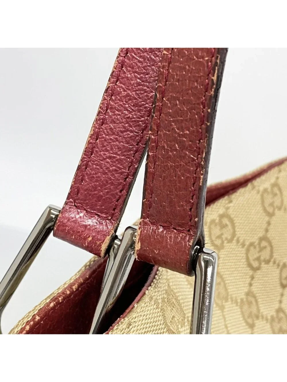 Gucci Tote Bag GG Canvas Beige Silver